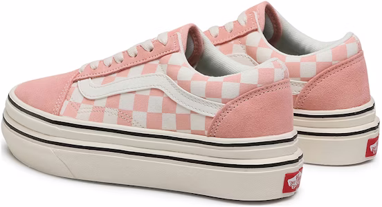 Vans Old Skool 休閒 低筒 板鞋 女款 粉白棋盤格 Shop Vans Old Skool 休閒 低筒 板鞋 女款 粉白棋盤格