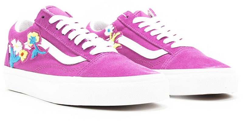 Vans Old Skool 低幫休閒板鞋 女款 紫色 花卉刺繡 Order Vans Old Skool 低幫休閒板鞋 女款 紫色 花卉刺繡