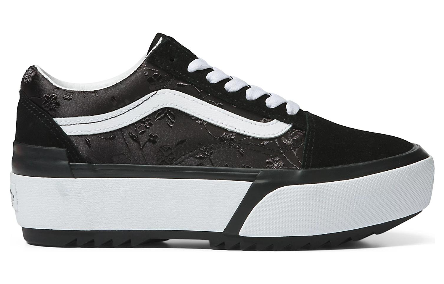 Order (W) Kasut Vans Old Skool Stacked 'Satin Floral Hitam' VN0A4U15BLK