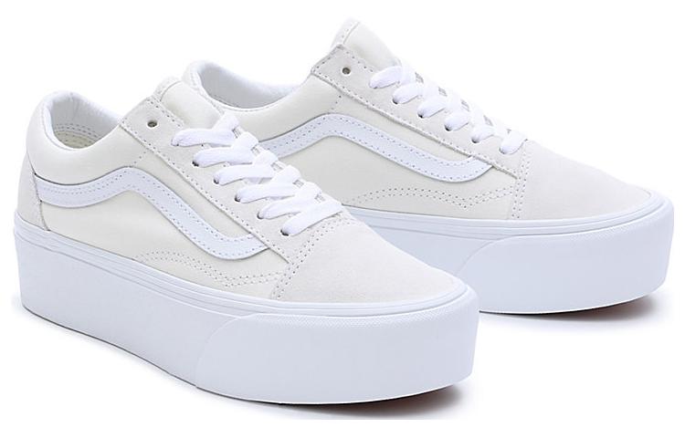 Lookbook Vans Old Skool Stackform Mono 舒適百搭 耐磨透氣 低筒 滑板鞋 男女同款 白色