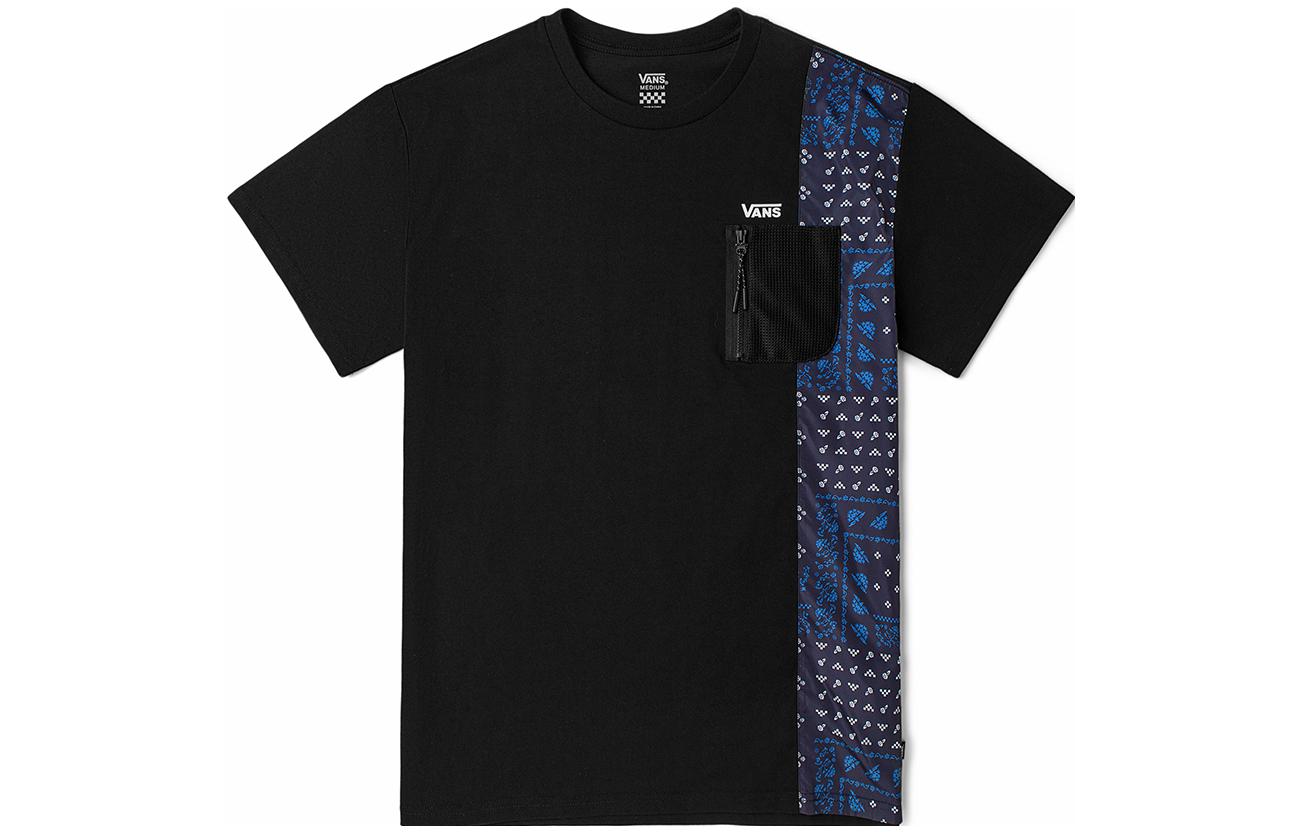 (Women) Vans Paisley Patchwork Retro Streetwear  Black T-Shirt. VN0A7Q26BLK