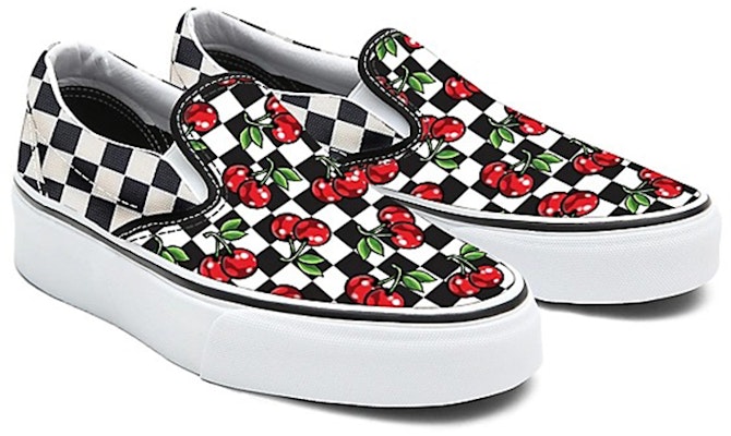 Vans Cetakan Ceri Checkerboard Slip-on Catur Hitam/Putih VN0A3CST060 Lookbook Vans Cetakan Ceri Checkerboard Slip-on Catur Hitam/Putih VN0A3CST060