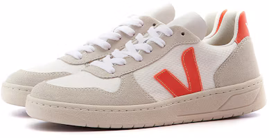 Lookbook VEJA V-10 B-Mesh 休閒搭配 低筒時尚板鞋 女款 白橙拼接