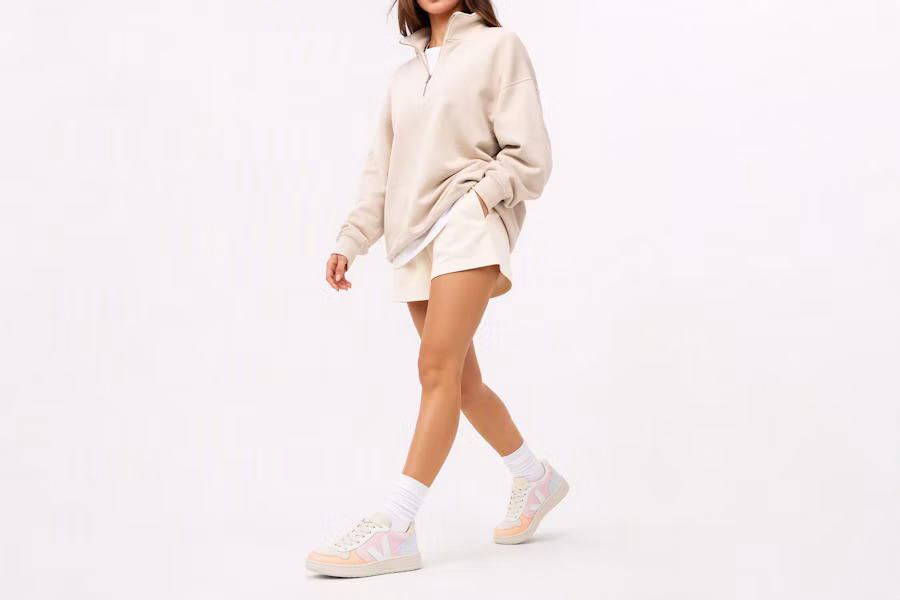 VEJA V-10 皮革 低幫圓頭綁帶 時尚板鞋 女款 粉橙 Order VEJA V-10 皮革 低幫圓頭綁帶 時尚板鞋 女款 粉橙