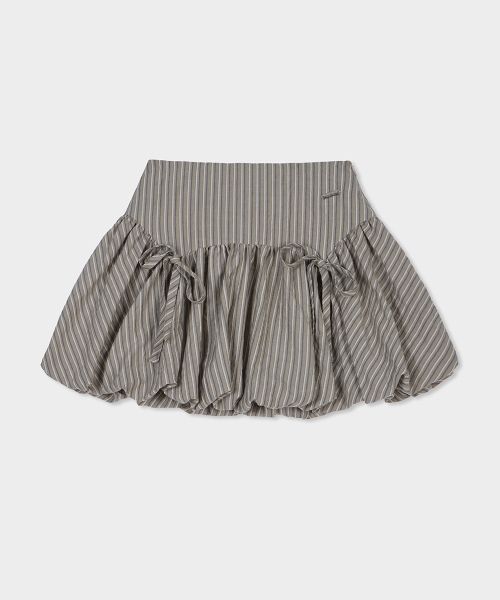Shop (Women) VELOEL Beige Balloon Ribbon Striped Skirt 26ssbl006BE
