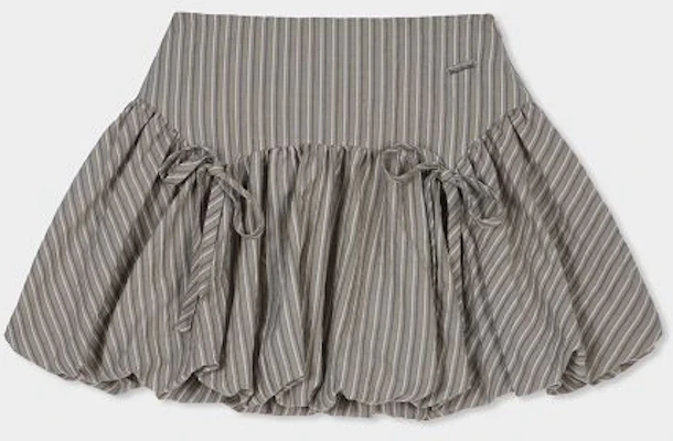 (Women) VELOEL Beige Balloon Ribbon Striped Skirt 26ssbl006BE Shop (Women) VELOEL Beige Balloon Ribbon Striped Skirt 26ssbl006BE