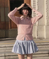 (Women) VELOEL Blue Balloon Ribbon Striped Skirt 26ssbl006BL (Women) VELOEL Blue Balloon Ribbon Striped Skirt 26ssbl006BL