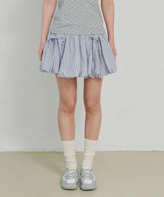 (Women) VELOEL Blue Balloon Ribbon Striped Skirt 26ssbl006BL Lookbook (Women) VELOEL Blue Balloon Ribbon Striped Skirt 26ssbl006BL