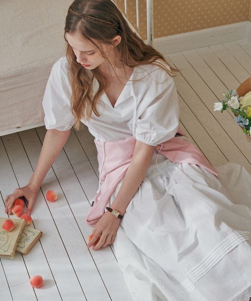 (Women) VELOEL Ivory Puff Strap Long Dress 26SSBL007WH