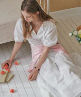 (Women) VELOEL Ivory Puff Strap Long Dress 26SSBL007WH (Women) VELOEL Ivory Puff Strap Long Dress 26SSBL007WH