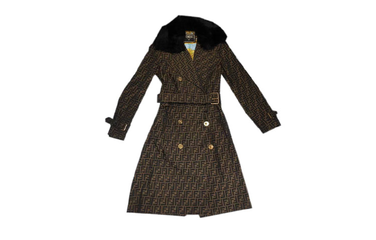 Order (W) 베르사체 올오버 프린트 더블브레스트 코트 브라운 긴소매 100535-1A3315-2N110