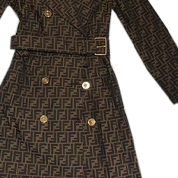 Details for (W) 베르사체 올오버 프린트 더블브레스트 코트 브라운 긴소매 100535-1A3315-2N110