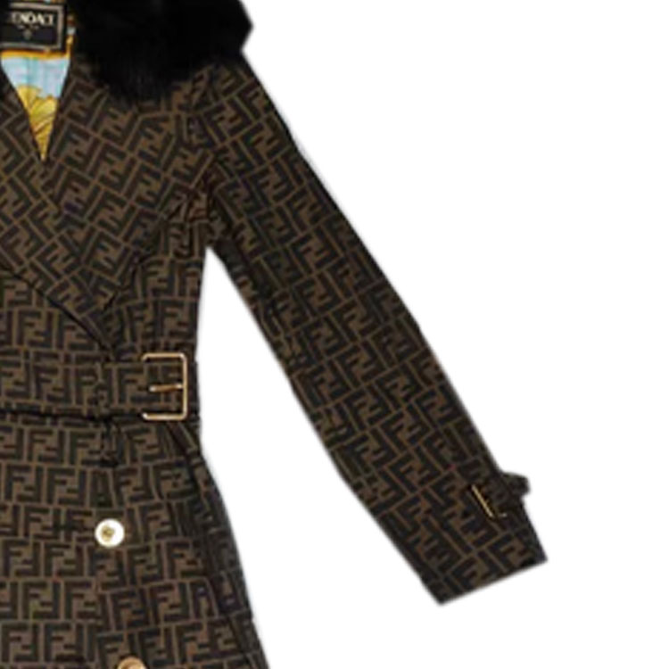 Sizing (W) 베르사체 올오버 프린트 더블브레스트 코트 브라운 긴소매 100535-1A3315-2N110