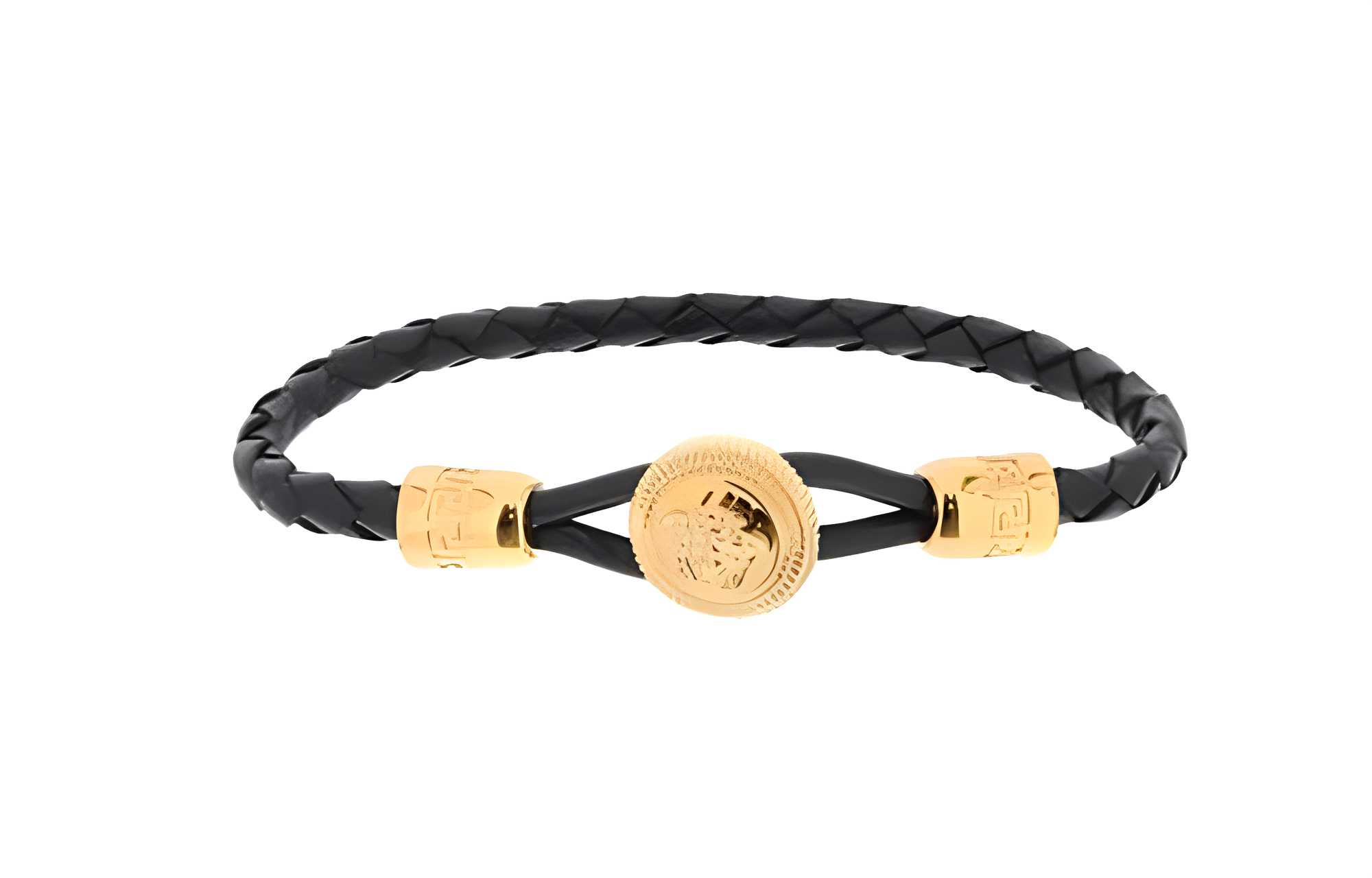 (Women) Versace  Black Bracelet with Logo Pendant Charm. 10119511A006371B00V