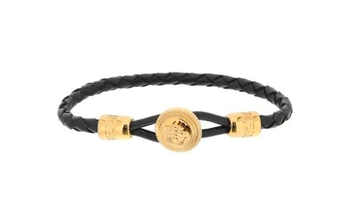 Order (W) Pulsera Negra Versace con Colgante de Logo. 10119511A006371B00V