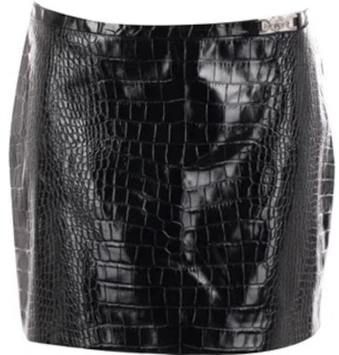 (W) Falda Mini de Cuero Embozado de Cocodrilo Negra Versace 1011414-1A08447-1B000 Order (W) Falda Mini de Cuero Embozado de Cocodrilo Negra Versace 1011414-1A08447-1B000