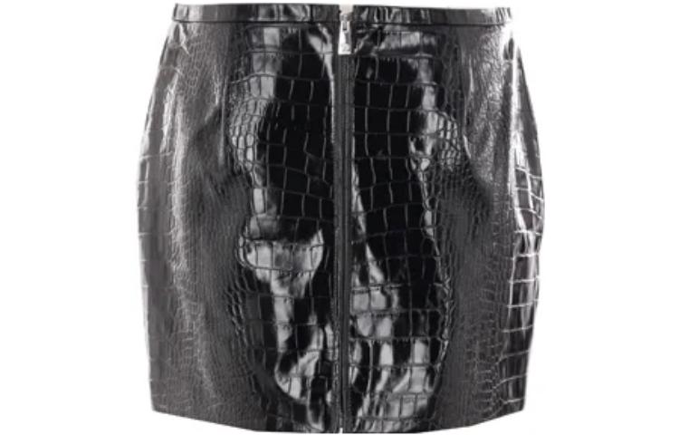 Lookbook (W) Falda Mini de Cuero Embozado de Cocodrilo Negra Versace 1011414-1A08447-1B000