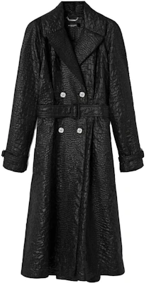 (W) VERSACE 黑色雙排扣長款風衣,經典翻領設計 1012635-1A09081-1B000 Order (W) VERSACE 黑色雙排扣長款風衣,經典翻領設計 1012635-1A09081-1B000