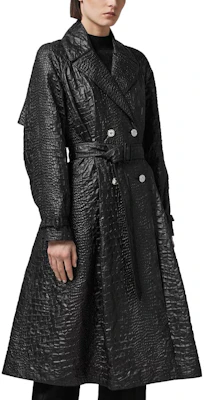 (W) VERSACE 黑色雙排扣長款風衣,經典翻領設計 1012635-1A09081-1B000 Purchase (W) VERSACE 黑色雙排扣長款風衣,經典翻領設計 1012635-1A09081-1B000