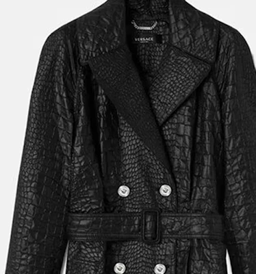 (W) VERSACE 黑色雙排扣長款風衣,經典翻領設計 1012635-1A09081-1B000 Details for (W) VERSACE 黑色雙排扣長款風衣,經典翻領設計 1012635-1A09081-1B000