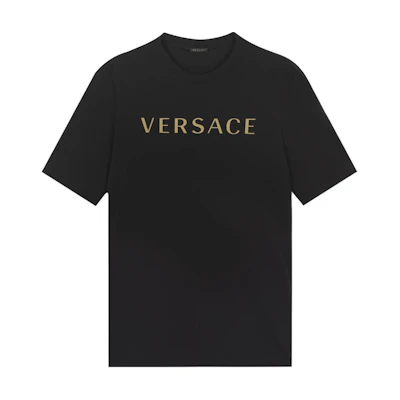 (Women) VERSACE Black Gold Logo Print Crew Neck Short Sleeve T-Shirt. A83970S-A230901-A2003