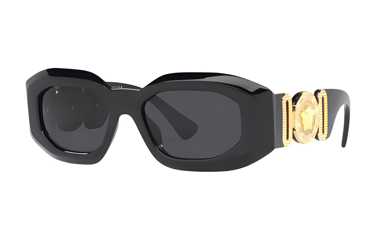 (Women) VERSACE  Black Irregular Acetate Sunglasses with Temple Logo. O4425UOGB18754ONUL