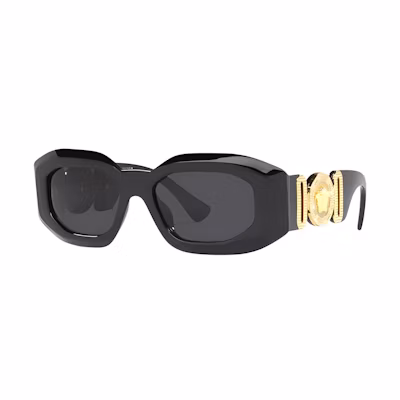 (Women) VERSACE Black Irregular Acetate Sunglasses with Temple Logo. O4425UOGB18754ONUL