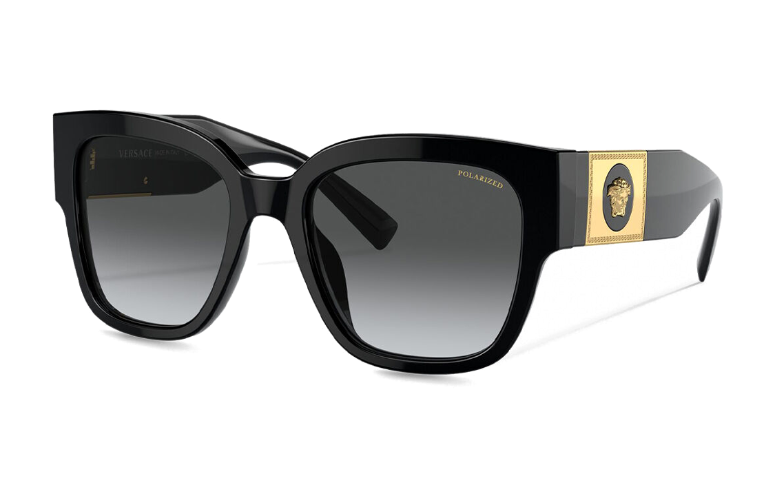 (Women) VERSACE  Black Irregular Acetate Sunglasses with Letter Pattern Design. O4437U-OGB1T354_ONUL