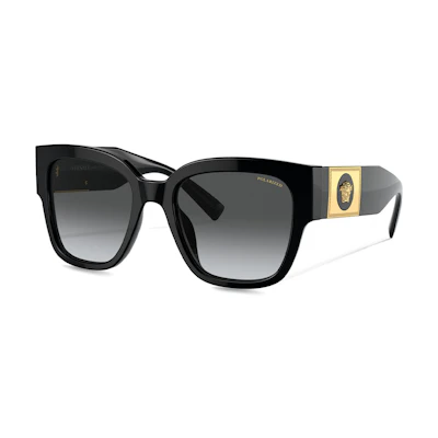 (Women) VERSACE Black Irregular Acetate Sunglasses with Letter Pattern Design. O4437U-OGB1T354_ONUL