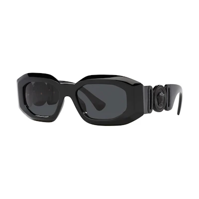 (Women) VERSACE Black Irregular Nylon Sunglasses with Logo Temples. O4425UO53608754ONUL