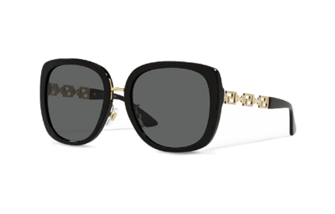 (Women) VERSACE  Black Irregular Sunglasses with Greek Key Metal Temples. O4407D-OGB18756_ONUL