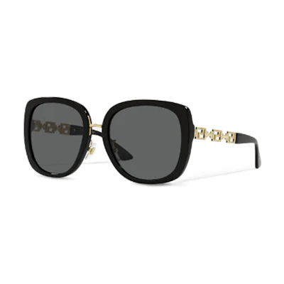 (Women) VERSACE Black Irregular Sunglasses with Greek Key Metal Temples. O4407D-OGB18756_ONUL