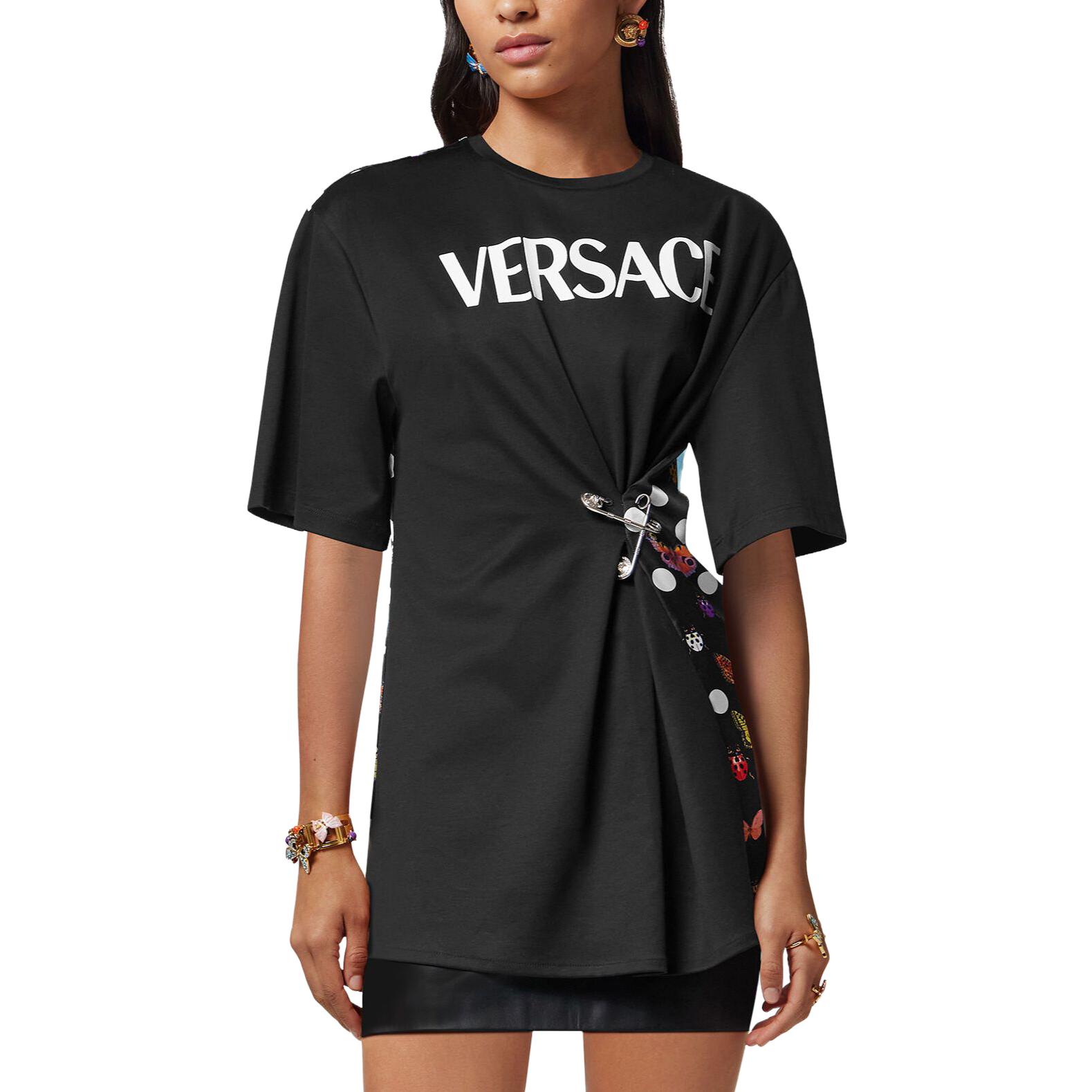 (Women) VERSACE  Black Letter Butterfly Polka Dot Print Oversized T-Shirt. 1011320-1A08251-6B120 圖 4