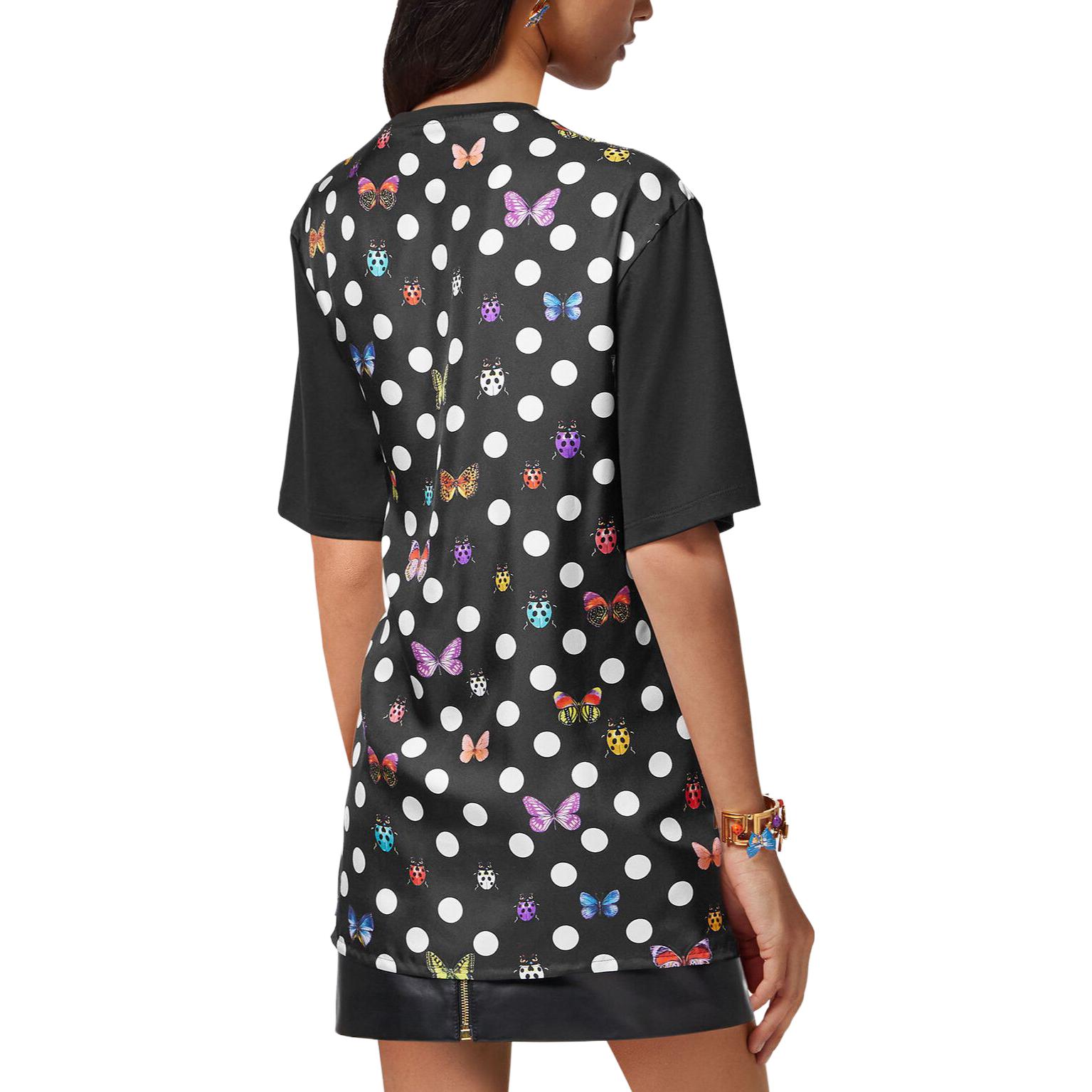 (Women) VERSACE  Black Letter Butterfly Polka Dot Print Oversized T-Shirt. 1011320-1A08251-6B120 圖 5