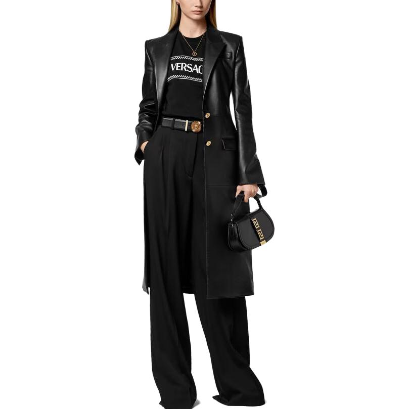 Lookbook (Women) Versace  Black Logo Print Crewneck T-Shirt 1011882-1A08573-2B020