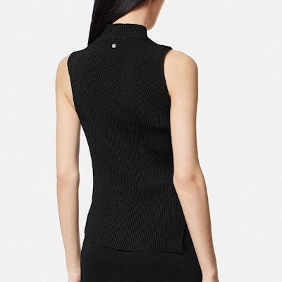 (W) VERSACE 黑色羅紋高領開衩細節背心上衣 1011206-1A07953-1B000 Purchase (W) VERSACE 黑色羅紋高領開衩細節背心上衣 1011206-1A07953-1B000