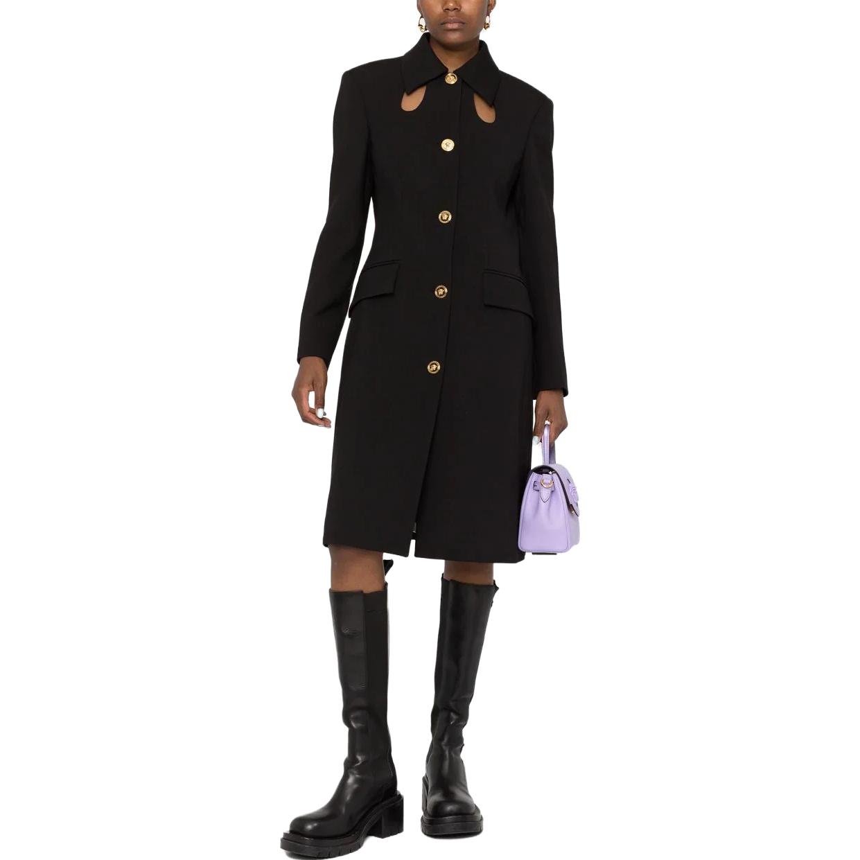 Lookbook (W) VERSACE 黑色單排扣鏤空長外套 SS23 1006321-1A01798-1B000