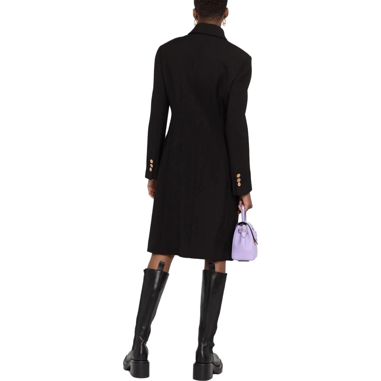 Shop (W) VERSACE 黑色單排扣鏤空長外套 SS23 1006321-1A01798-1B000