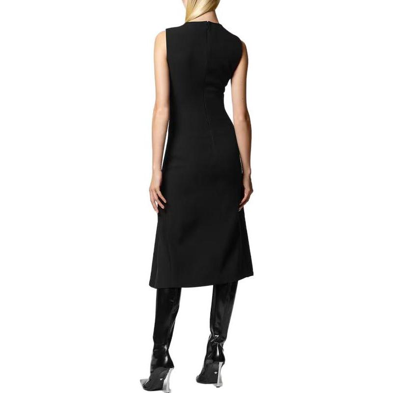 Shop (Women) VERSACE  Black Sleeveless Mid-Length Slim Fit Dress 1010903-1A00540-1B000