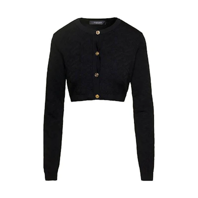 (Women) VERSACE Black Slim Fit Long Sleeve Knitted Cardigan 1011020-1A05236-1B000