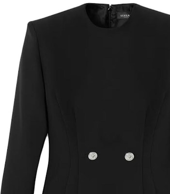 (Women) VERSACE Black Solid Color Slim Fit Long Sleeve Short Dress 1012434-1A06750-1B000 Details for (Women) VERSACE Black Solid Color Slim Fit Long Sleeve Short Dress 1012434-1A06750-1B000