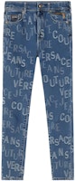 (Women) VERSACE Blue Straight-Leg Jeans with Printed Logo and Button Details. E72HAB5X0-EDW026SS0-E904 (Women) VERSACE Blue Straight-Leg Jeans with Printed Logo and Button Details. E72HAB5X0-EDW026SS0-E904