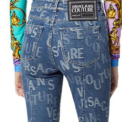 (W) VERSACE Jeans Biru Straight-Leg dengan Logo Cetak dan Detail Kancing. E72HAB5X0-EDW026SS0-E904 Details for (W) VERSACE Jeans Biru Straight-Leg dengan Logo Cetak dan Detail Kancing. E72HAB5X0-EDW026SS0-E904