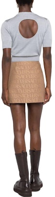 (W) 베르사체 브라운 슬림핏 로고 프린트 캐주얼 미니 스커트. 1010926-1A03315 Shop (W) 베르사체 브라운 슬림핏 로고 프린트 캐주얼 미니 스커트. 1010926-1A03315