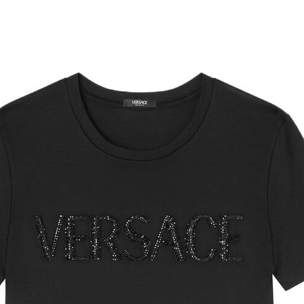 Purchase (W) VERSACE 水晶標誌修身黑色T恤 1014269-1A01178-1B000