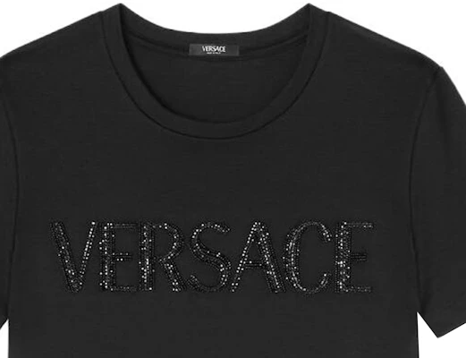 (W) VERSACE 水晶標誌修身黑色T恤 1014269-1A01178-1B000 Purchase (W) VERSACE 水晶標誌修身黑色T恤 1014269-1A01178-1B000