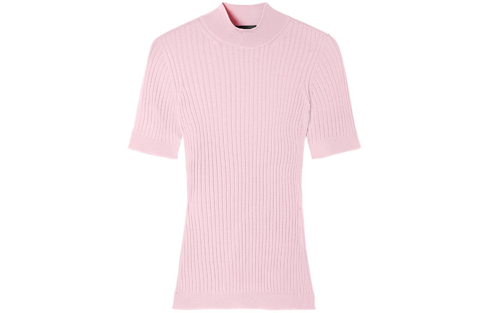 (Women) VERSACE  FW23 Solid Color Half-Turtleneck Knit Short Sleeve Shirt. 1011345-1A10013-1PQ10