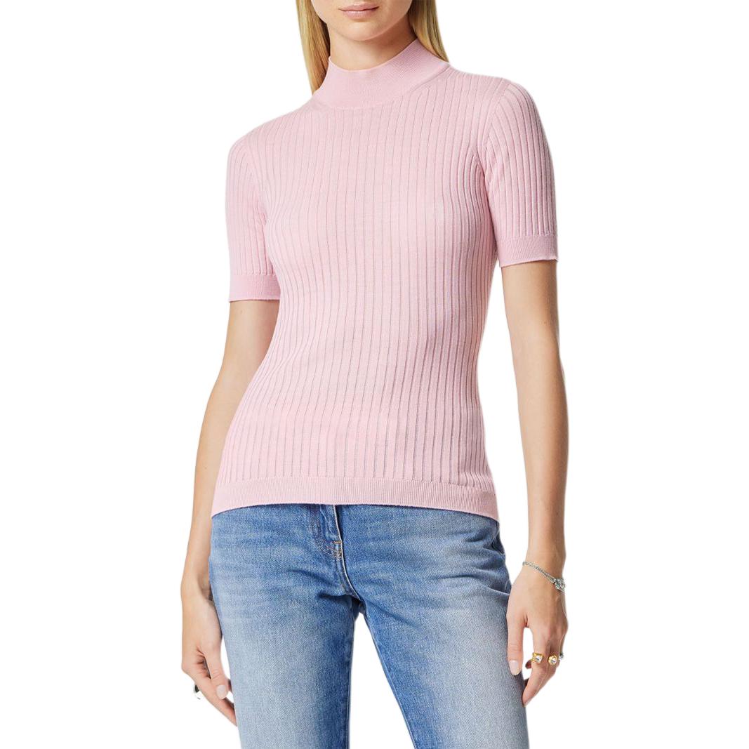 (Women) VERSACE  FW23 Solid Color Half-Turtleneck Knit Short Sleeve Shirt. 1011345-1A10013-1PQ10 圖 3