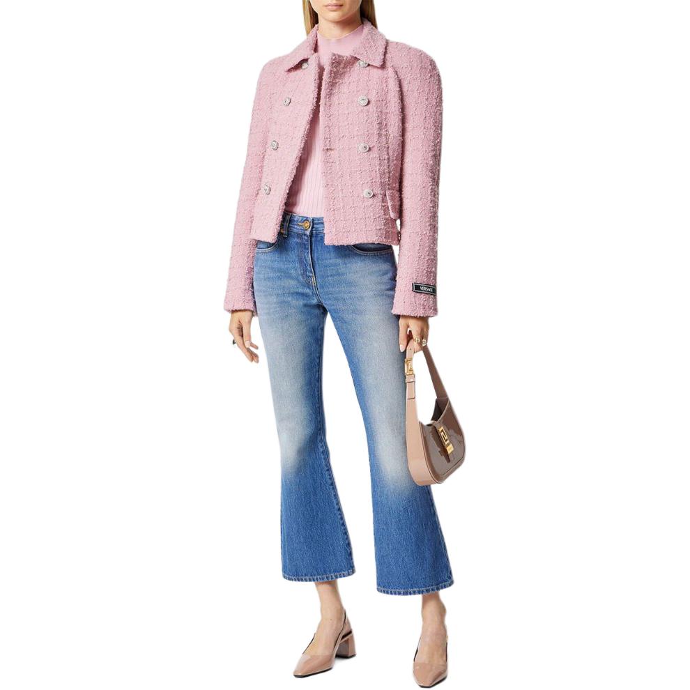 (Women) VERSACE  FW23 Solid Color Half-Turtleneck Knit Short Sleeve Shirt. 1011345-1A10013-1PQ10 圖 5