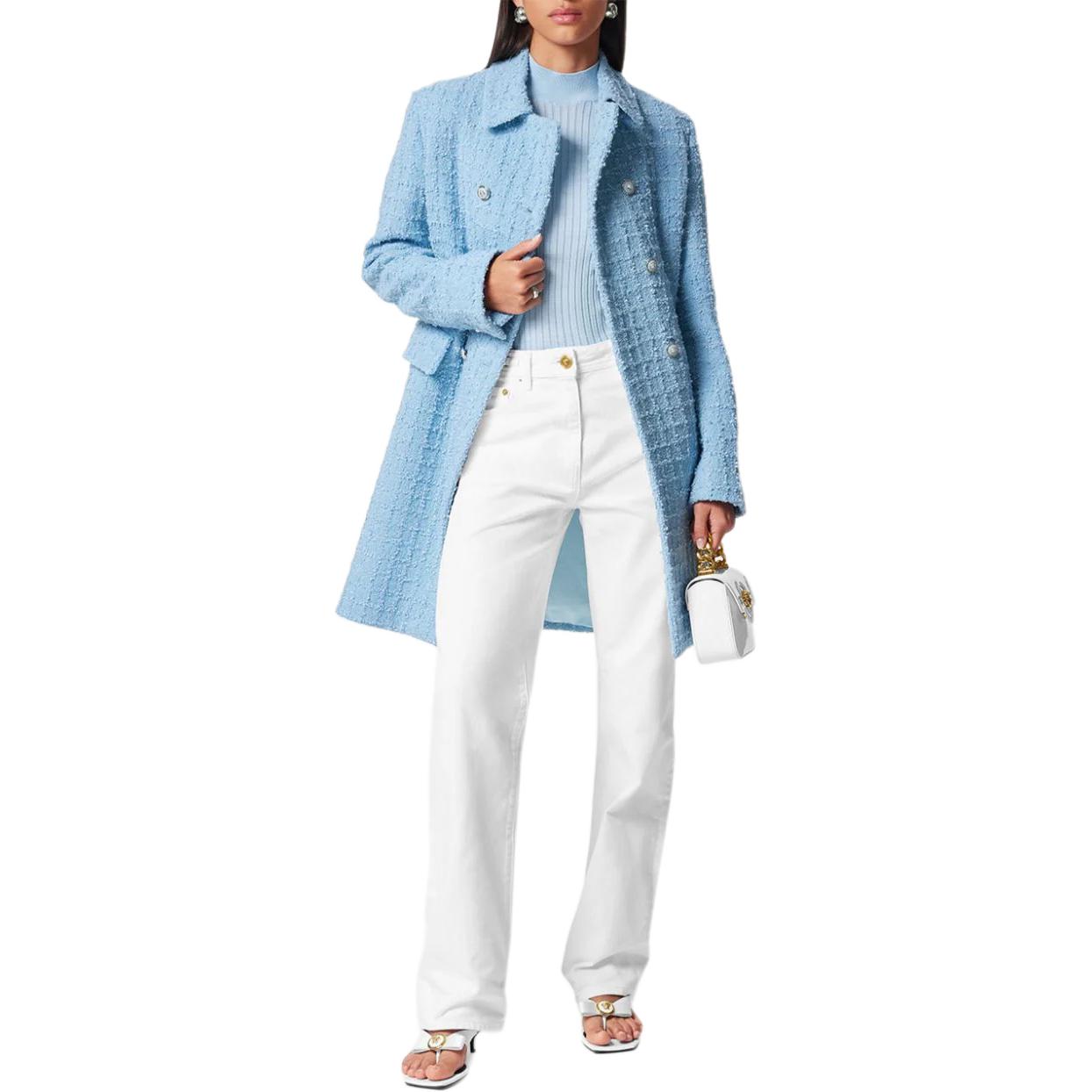 (Women) VERSACE  FW23 Solid Color Half-Turtleneck Knit Short Sleeve Shirt. 1011345-1A10013-1PQ10 圖 9